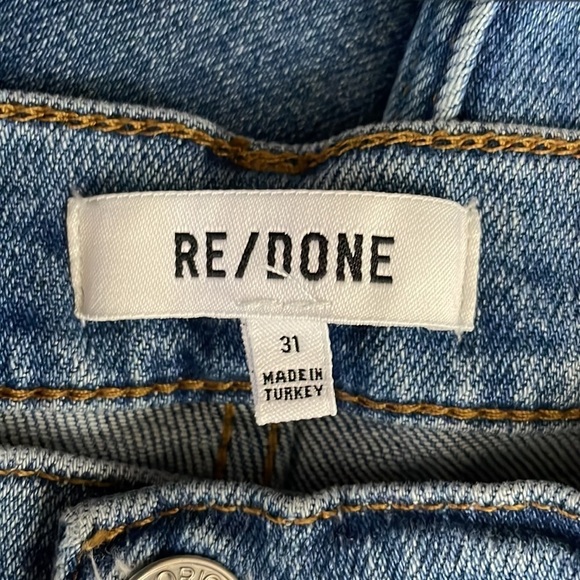 RE/DONE Originals 70s Stove Pipe in Dusted Blue High Rise Ankle Crop Jeans 31 - Picture 12 of 15